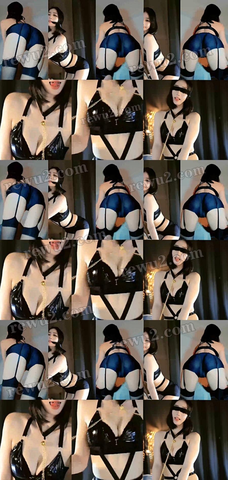 虎牙主播 刘钞钞 付费定制舞蹈 连体吊带低熊狗链 (1V3分)素材大全